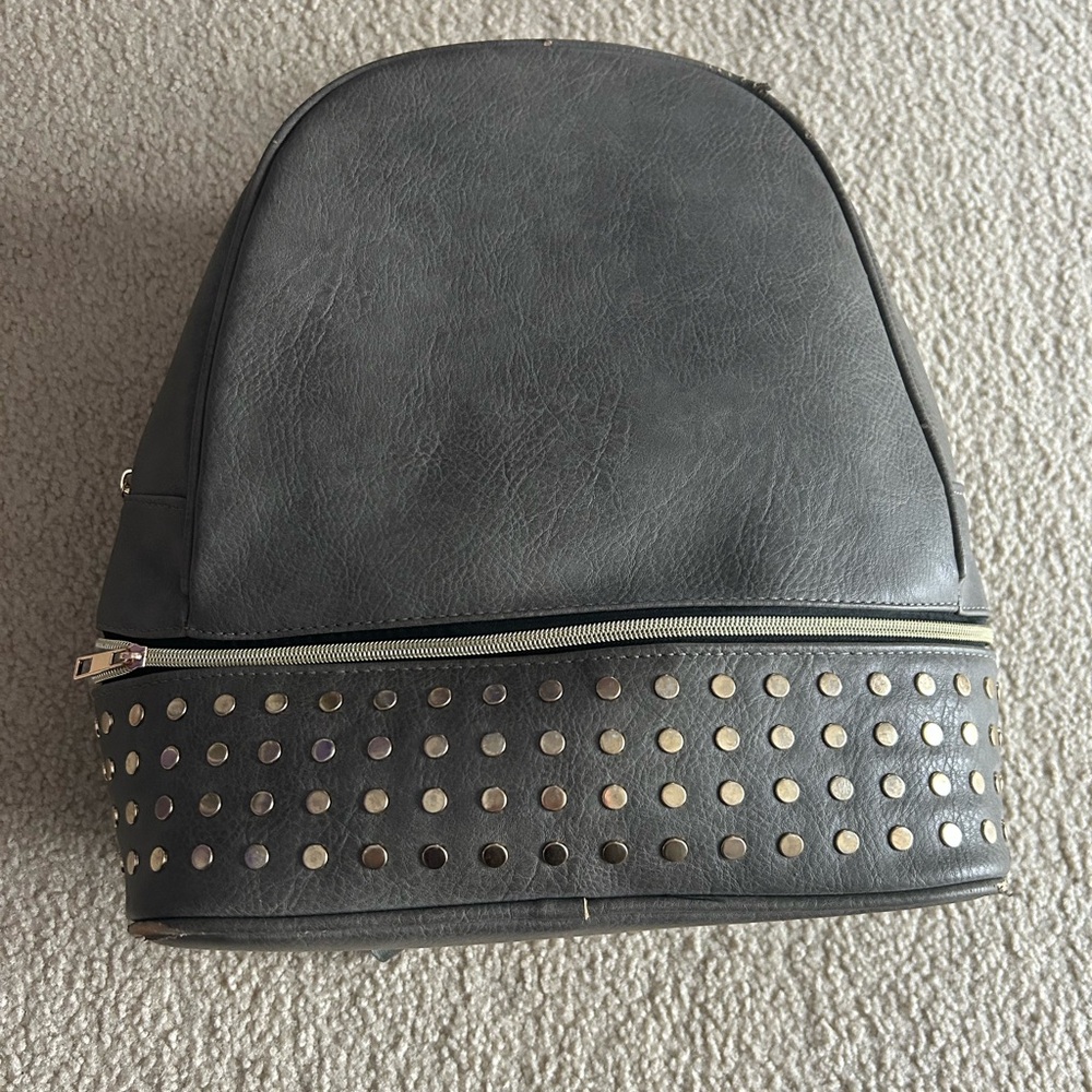 Gray Studded Backpack